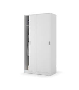 Armoire penderie 2 portes coulissantes Blanc - Bois manufacturé - Matière plastique - 50 x 200 x 100 cm