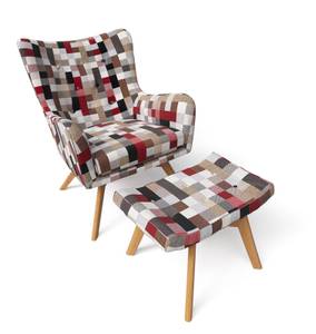 Sessel Manhattan mit Hocker Patchwork Grau