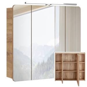 Badezimmer Set 6-tlg  weiß /Eiche Nb. Braun - Holzwerkstoff - 180 x 200 x 46 cm