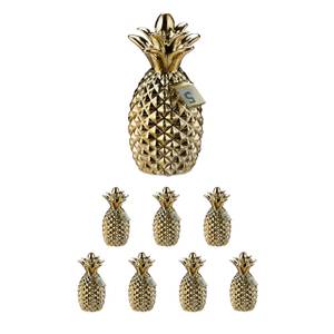 8 x Spardose Ananas gold Gold - Keramik - Kunststoff - 11 x 24 x 11 cm