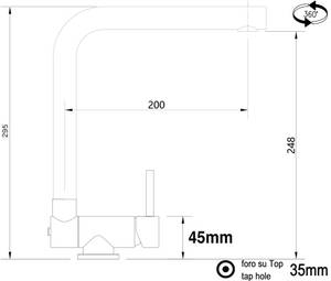 Vorfenster Armatur 4,5cm mit L-Auslauf Schwarz - Metall - 35 x 30 x 5 cm