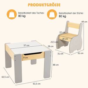 3tlg. Kindersitzgruppe aus Holz Grau