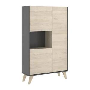 Buffet haut - Décor graphite et Chene - Gris - Bois manufacturé - 43 x 135 x 81 cm