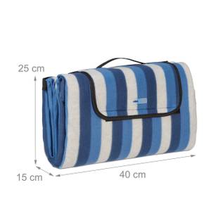 Picknickdecke mit Streifen blau Blau - Weiß - Metall - Kunststoff - Textil - 200 x 1 x 200 cm
