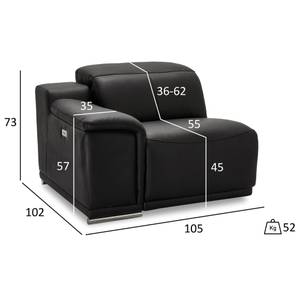 Canapé panoramique Droit Bolette Noir Noir - Cuir véritable - 207 x 86 x 157 cm