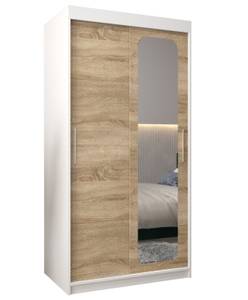 Armoire à portes coulissantes promo t2 Imitation chêne de Sonoma - Blanc - Largeur : 100 cm - 2 porte