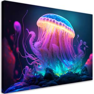 Canvas Leinwandbild Neon-Qualle 60 x 40 cm