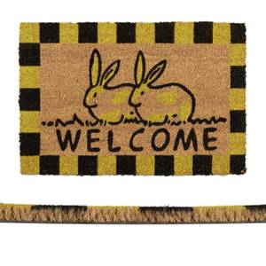 Paillasson coco Welcome avec lapins Noir - Marron - Jaune - Fibres naturelles - Matière plastique - 60 x 2 x 40 cm