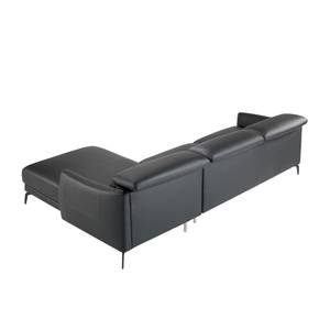 Chaiselongue-Sofa schwarzem Rindsleder Schwarz - Echtleder - Textil - 283 x 94 x 174 cm