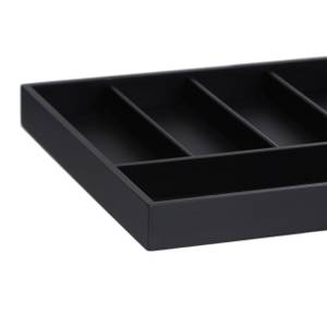 Range-couverts avec 5 compartiments Noir - Bambou - Bois manufacturé - 34 x 4 x 34 cm