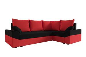 Ecksofa DENVI-PLUS Schwarz - Rot - Ecke davorstehend rechts