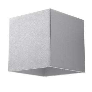 Wandleuchte Quad Grau - Metall - Stein - 12 x 10 x 10 cm