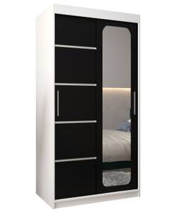 Armoire à portes coulissantes promo v2 Noir - Blanc - Largeur : 100 cm - 2 porte