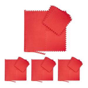 32 x Bodenmatte mit Randstück Rot - Kunststoff - 61 x 1 x 61 cm