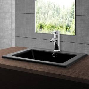 Waschbecken BIRANDOLA Schwarz - Keramik - Metall - 42 x 23 x 45 cm