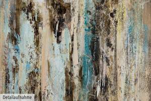 Tableau peint Shower of Crystals Bleu - Marron - Bois massif - Textile - 80 x 80 x 4 cm
