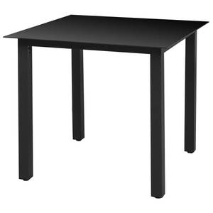 Table de salle à manger de jardin Noir - Verre - Métal - 80 x 74 x 80 cm