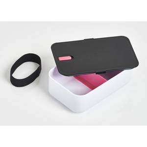 Lunchbox mit Fach, 19 x 12 x 6,5 cm Pink - Weiß