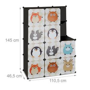 Armoire à 10 casiers motifs animaux Beige - Noir - Blanc - Métal - Matière plastique - 111 x 145 x 47 cm