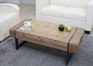 Table basse de salon MCW-A15 Marron - Métal - Bois/Imitation - En partie en bois massif - 120 x 40 x 60 cm