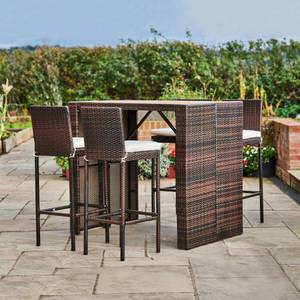 Ensemble 1 table et 4 chaises de jardin Marron - Bois manufacturé - 80 x 108 x 120 cm