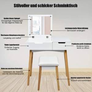 2 in 1 Schminktisch Schreibtisch Weiß - Holzwerkstoff - 40 x 115 x 74 cm