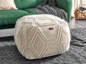 Pouf CHOIM Beige - Fourrure véritable - 60 x 40 x 60 cm