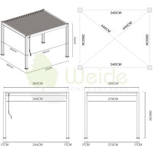 Pavillon Classic Aluminium 3x3,6 M Tiefe: 360 cm