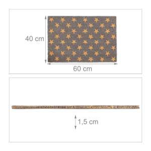 Fußmatte Kokos mit Sternen-Muster Braun - Gelb - Naturfaser - Kunststoff - 60 x 2 x 40 cm