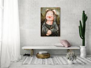 Tableau métallique 3D Pink Mona Lisa Rose foncé - Métal - 60 x 90 x 6 cm