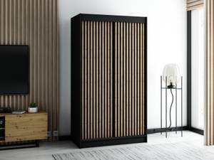 Armoire à portes coulissantes lamelo 1 Noir - Imitation chêne - Largeur : 120 cm