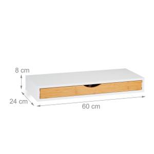 Wandregal mit Schublade Braun - Weiß - Bambus - Holzwerkstoff - 60 x 8 x 24 cm