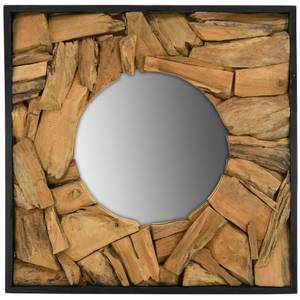 Miroir carré en teck recyclé naturel Bois massif - 70 x 70 x 4 cm