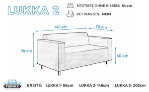 Sofa Lukka 2 Grün - Holzwerkstoff - 146 x 78 x 70 cm