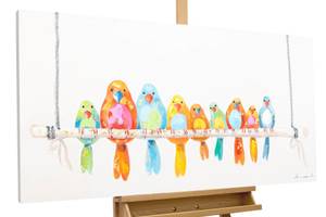 Tableau peint Colourful Company Bois massif - Textile - 120 x 60 x 4 cm