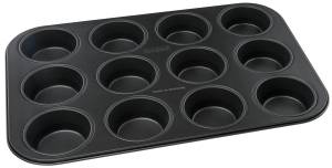 Moule 12 muffins Black Metallic Noir - Métal - 27 x 39 x 3 cm