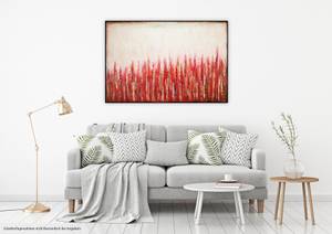 Tableau peint Crépitement chaud Beige - Rouge - Bois massif - Textile - 150 x 100 x 4 cm