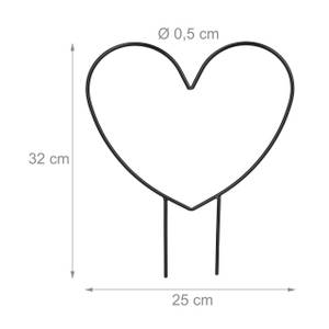 Support plante en forme de cœur Noir - Métal - 25 x 32 x 1 cm
