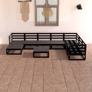 Garten-Lounge-Set (8-teilig) 3009814-1 Schwarz - Massivholz - Holzart/Dekor - 70 x 30 x 70 cm