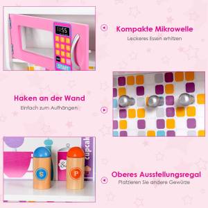 Kinderküche Spielküche Holz Pink - Holzwerkstoff - 28 x 96 x 57 cm