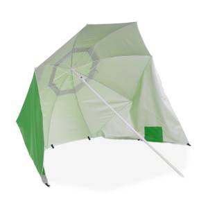 Parasol et abri de plage vert Vert - Argenté - Blanc - Métal - Matière plastique - Textile - 175 x 210 x 175 cm