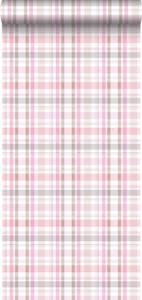 Tapete Karomuster 7140 Pink - Naturfaser - Textil - 53 x 1005 x 1005 cm