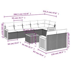 Gartensitzgruppe K5220(9-tlg) Schwarz - Massivholz - 69 x 62 x 62 cm