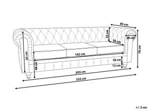 Canapé 3 places CHESTERFIELD Beige - Chêne foncé - Taupe - 202 x 70 x 75 cm