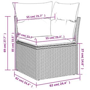 Gartensitzgruppe K1763(12-tlg) Grau - Massivholz - 69 x 62 x 62 cm