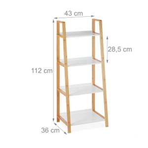 Badregal Leiter 4 Ablagen Braun - Weiß - Bambus - Holzwerkstoff - 43 x 112 x 36 cm