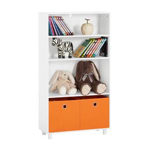 Bibliothèque enfant avec Paniers KMB68-W Blanc - Bois manufacturé - 60 x 110 x 25 cm