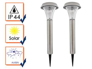 2x Solarleuchten Edelstahl Wegeleuchte Silber - Metall - Kunststoff - 18 x 60 x 18 cm