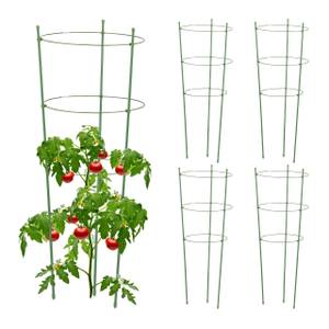 Tuteur à tomates vert en lot de 5 Vert - Métal - Matière plastique - 28 x 76 x 28 cm