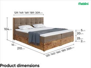 Boxspringbett Lofty 8 Braun - Breite: 129 cm - H3